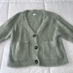 Fuzzy Sage Green Cardigan Sweater from CottonOn